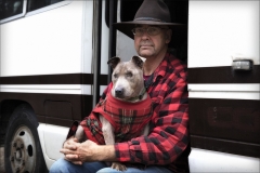 Paul and Stormi, the blind Staffy (RIP Stormi)