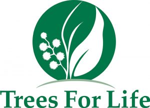 Feathermark funds managed, native tree planting with Trees For Life. (Trees For Life logo.)